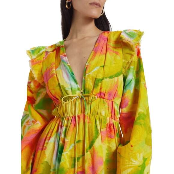 Hemant & Nandita Floral Linen-Cotton Mini Dress - Picture 6 of 9